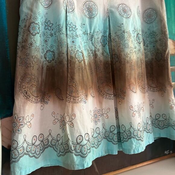 Brown and Cream Knee-Length Skater Skirt Size 11 - Picture 2 of 16